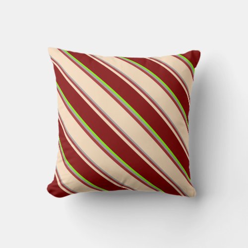 Dark Gray Brown Bisque Maroon  Chartreuse Throw Pillow