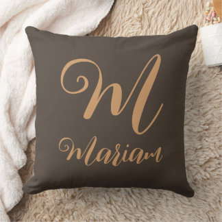 Dark Gray-Brown Taupe Color - Name & Monogrammed Throw Pillow