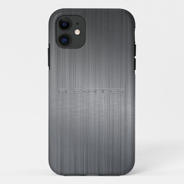 Dark Gray Brushed Aluminum Print Case-Mate iPhone Case (Back)