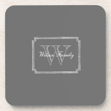 Dark Gray Chalk Monogram S/6 Coasters
