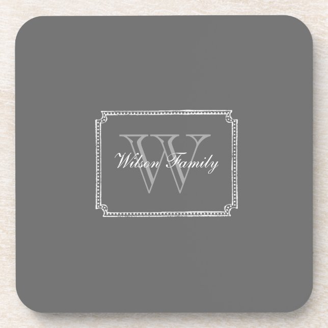 Dark Gray Chalk Monogram S/6 Coasters (Front)