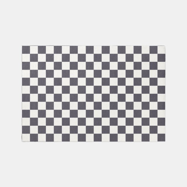 Dark gray check Rug (Front)