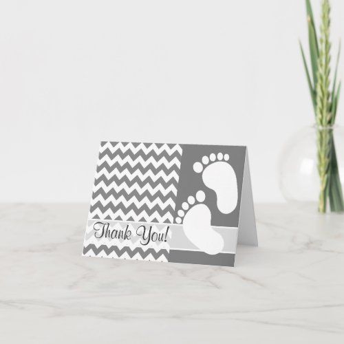 Dark Gray Chevron zag Thank You Card