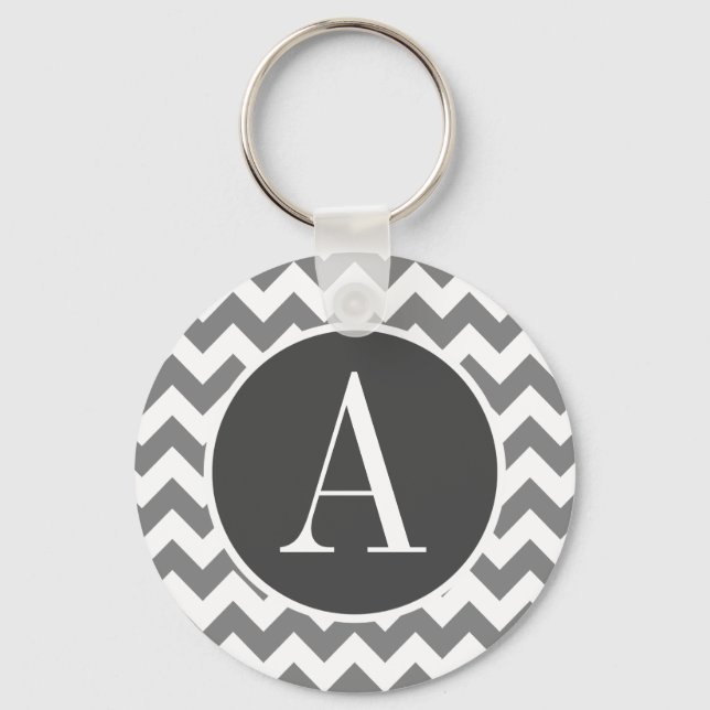 Dark Gray Chevron; zig zag Keychain (Front)