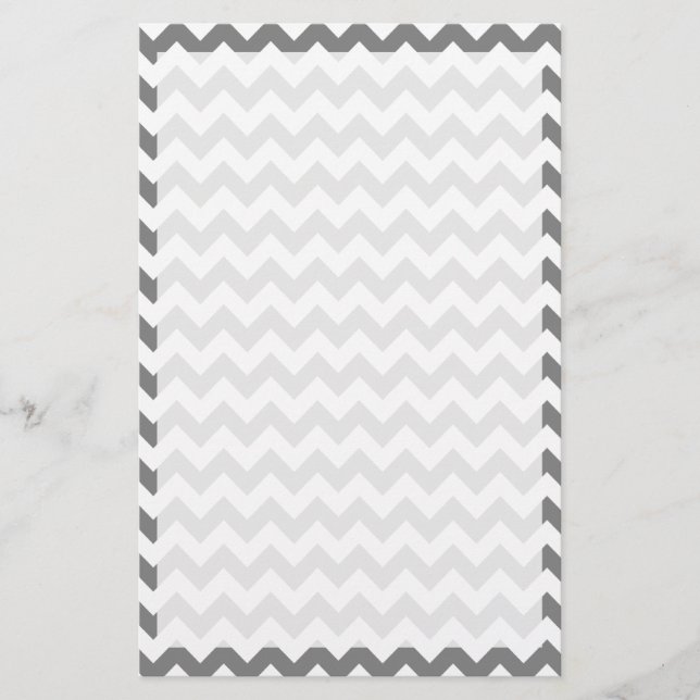 Dark Gray Chevron; zig zag Stationery (Front)