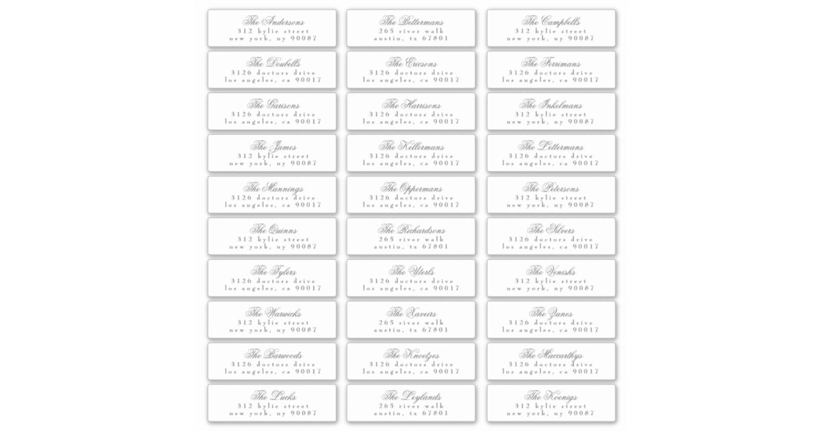 Dark Gray Classic Calligraphy Address Guest Sticker | Zazzle