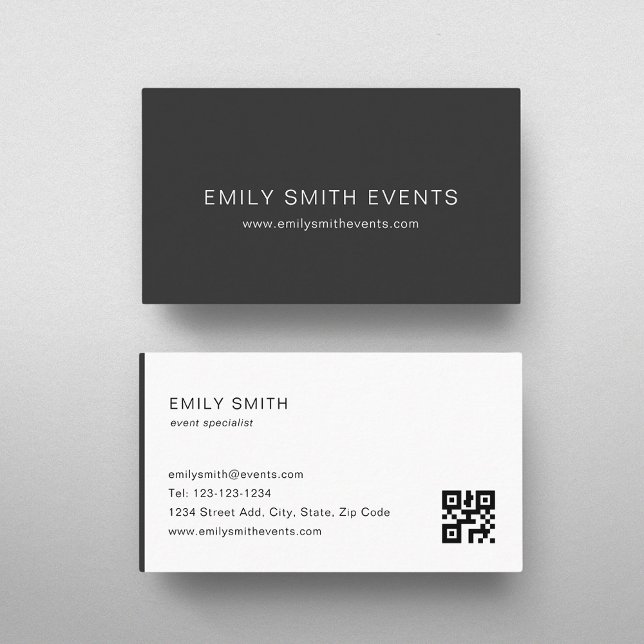 Dark Gray Color Block QR code Business Card (Creator Uploaded)