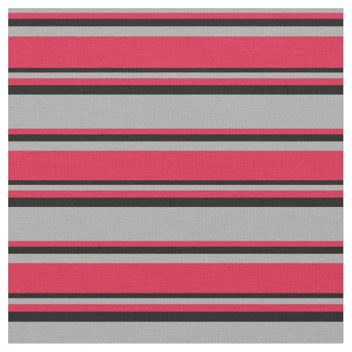Dark Gray, Crimson & Black Lines Pattern Fabric