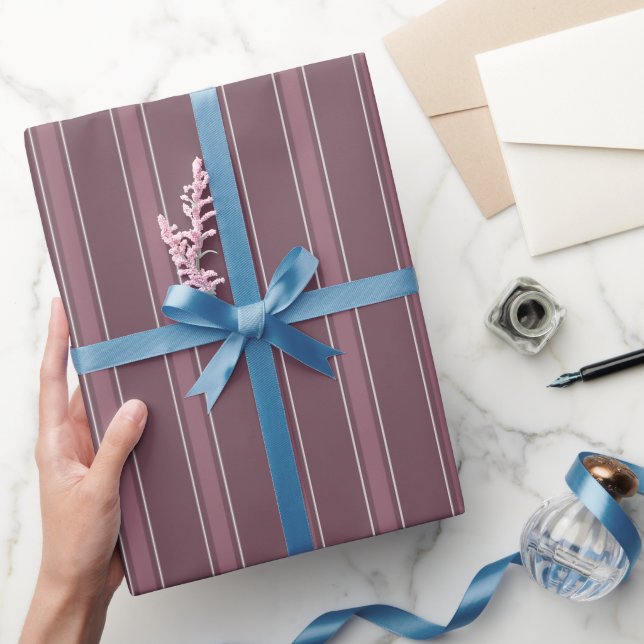 Dark Gray Crimson & Gray Crimson Stripes Wrapping Paper (Gifting)