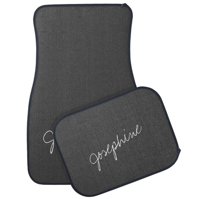 Dark Gray Custom Name Script Personalized Car Floor Mat (Set)