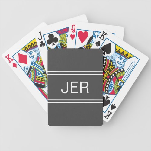 Dark Gray Custom Personalized Monogram Initial Bicycle Playing Cards Dark Gray Custom Personalized Monogram Initial Bicycle Playing Cards