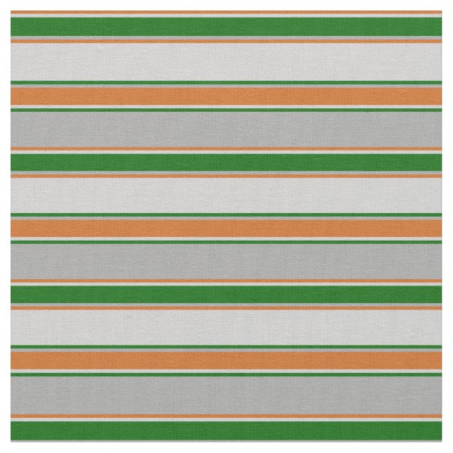 Dark Gray, Dark Green, Light Gray, Chocolate Lines Fabric (Close Up)