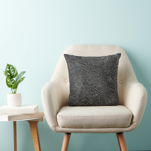 Dark Gray Decorative Flower Fabric Pillow (Chair)