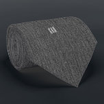 Dark Gray Denim, Modern Monogram One-Sided necktie<br><div class="desc">This is a standard size tie with a dark gray denim print on one side. One of 19 colors to choose from. Easily change or remove the printed monogram initials, using the Template provided. Use the Design Tool to change color. The monogram will be centered and STRAIGHT unlike the mockup...</div>