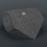 Dark Gray Denim, Modern Monogram One-Sided necktie<br><div class="desc">This is a standard size tie with a dark gray denim print on one side. One of 19 colors to choose from. Easily change or remove the printed monogram initials, using the Template provided. Use the Design Tool to change color. The monogram will be centered and STRAIGHT unlike the mockup...</div>