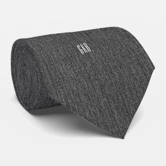 Dark Gray Denim, Modern Monogram One-Sided necktie