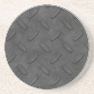 Dark Gray Diamond Plate Texture Sandstone Coaster