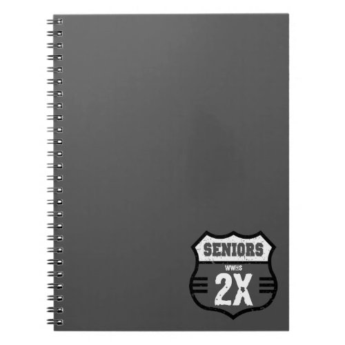 Dark Gray Distressed Seniors Road Sign Notebook