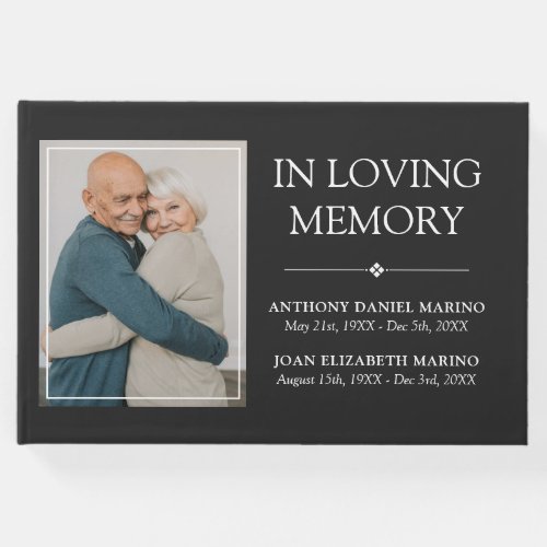 Dark Gray Double Memorial In Loving Memory Photo Guest Book