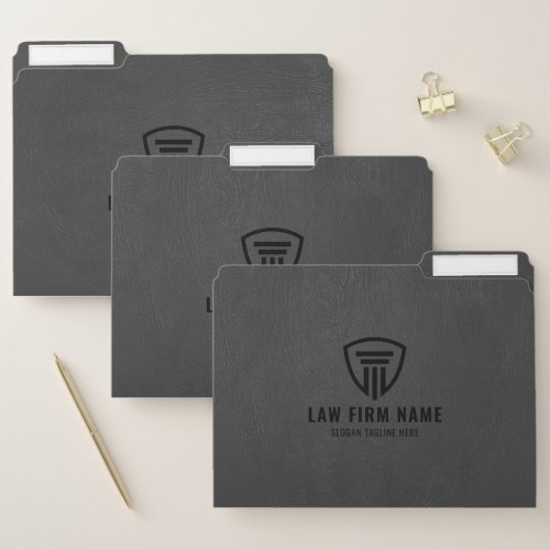 Dark_gray faux leather law logo design file folder