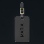 Dark gray Faux Leather Look Monogram Luggage Tag<br><div class="desc">Image of a simple dark gray vintage leather texture with a stitched effect with customizable and optional monogram</div>