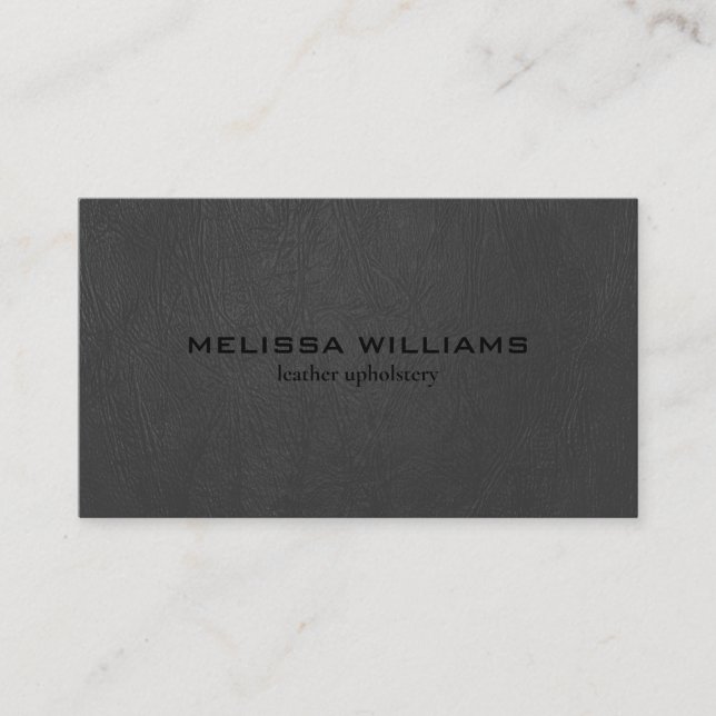 Dark-gray faux leather texture business card (Front)