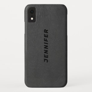 Dark-gray Faux Leather Texture iPhone XR Case