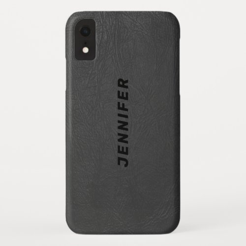 Dark_gray Faux Leather Texture iPhone XR Case