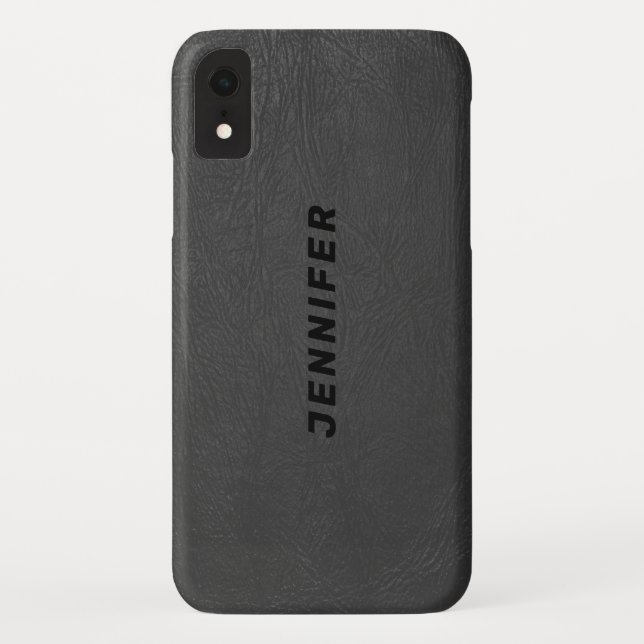 Dark-gray Faux Leather Texture Case-Mate iPhone Case (Back)