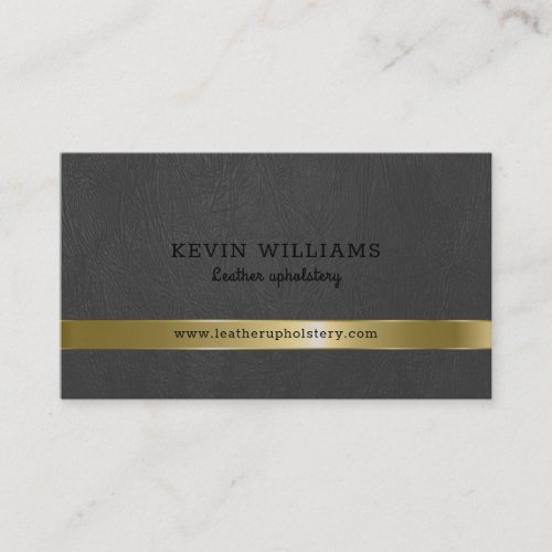 Dark_gray faux leather texture gold accent business card
