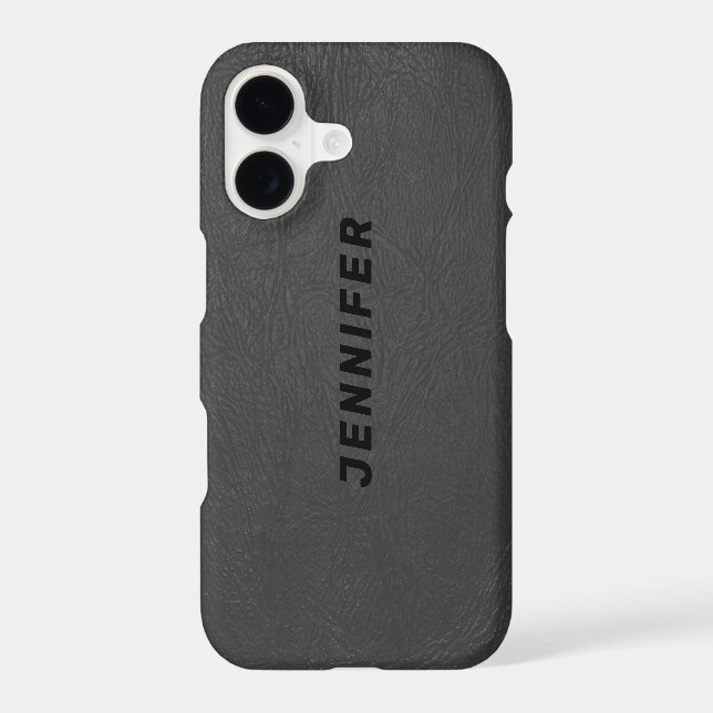 Dark-gray Faux Leather Texture Iphone Case (Back)