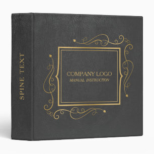 Dark Gray Faux Leather With Gold Frame Accent 3 Ring Binder