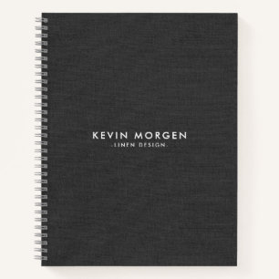 Dark-gray faux linen notebook
