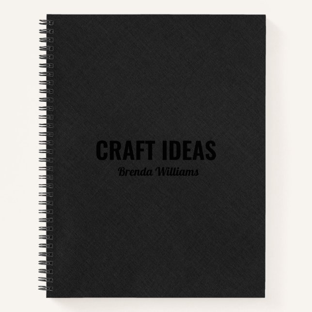 Dark gray faux linen texture notebook (Front)