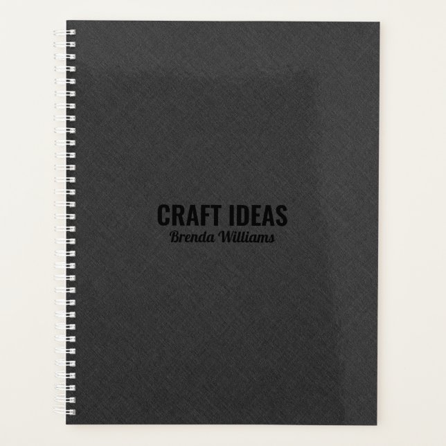 Dark gray faux linen texture planner (Front)