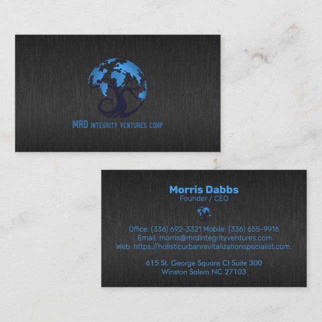 Dark-gray faux meta texture business ca card (Front/Back)