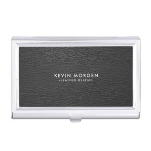 Dark-gray Faux Vintage Leather Business Card Case