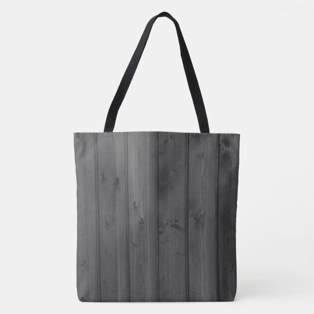 Dark Gray Faux Wood Tote Bag (Front)