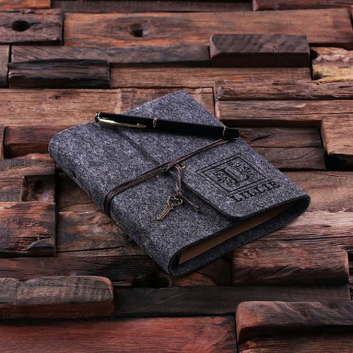 Dark Gray Flourished Monogram Portfolio Journal