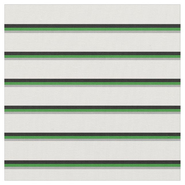 Dark Gray, Forest Green, Black & Mint Cream Lines Fabric (Close Up)