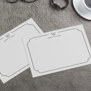 Dark Gray Formal Chic Family Monogram Ornate Frame Note Card