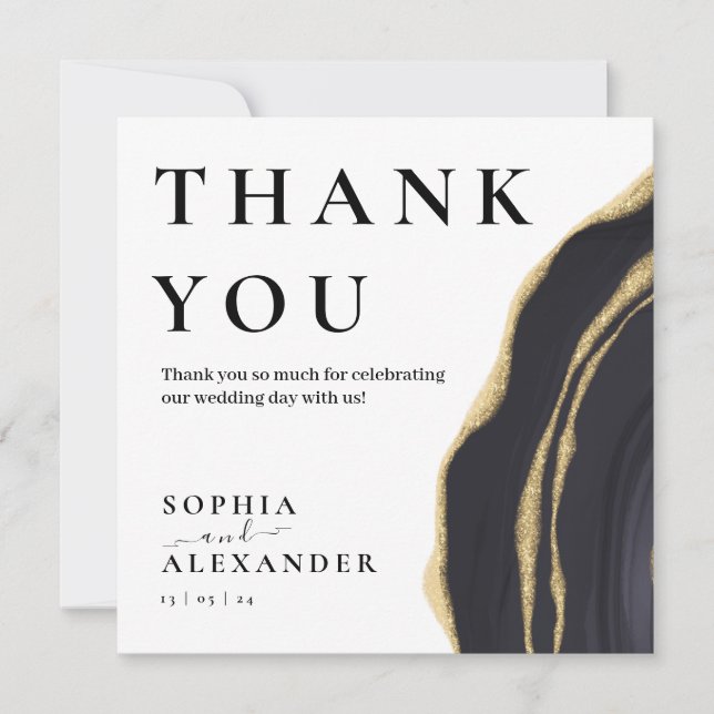 Dark gray gemstone thank you card (Front)