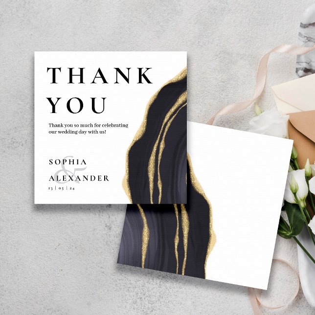 Dark gray gemstone with gold thank you card (Creator Uploaded)