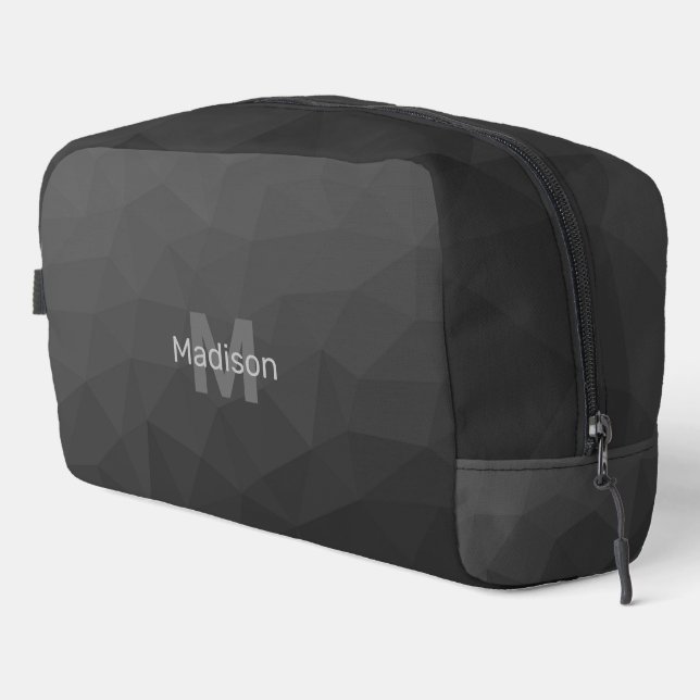 Dark Gray geometric mesh pattern Monogram Dopp Kit (Right Corner)