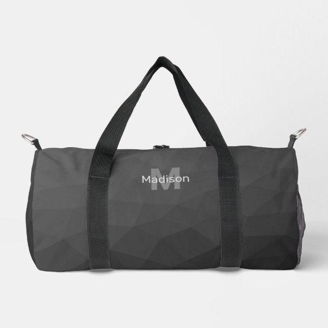 Dark Gray geometric mesh pattern Monogram Duffle Bag (Front)