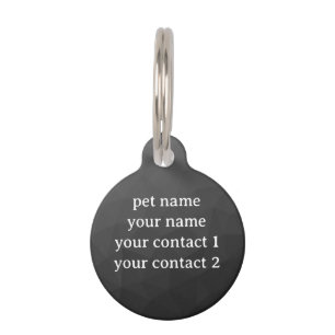 Dark gray geometric mesh pattern Your text Pet ID Tag