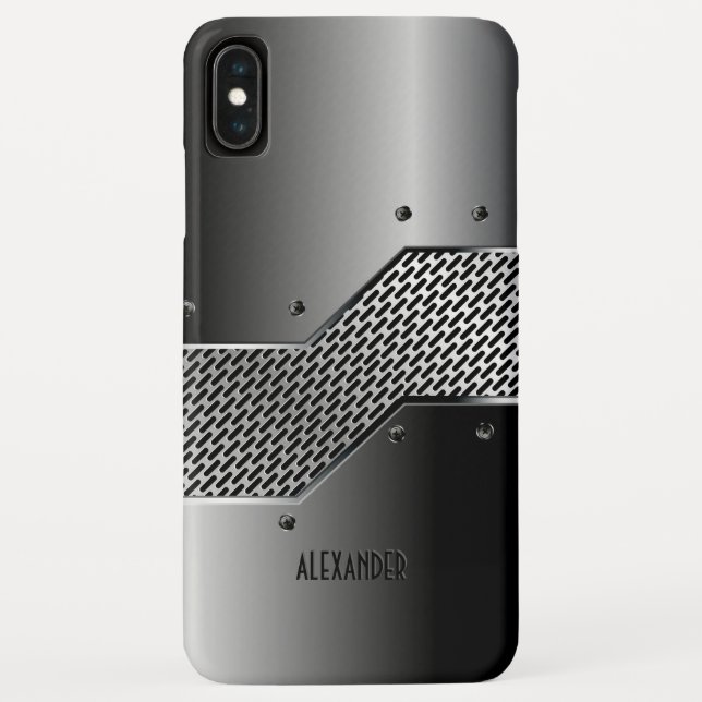 Dark Gray Geometric Metallic Design Case-Mate iPhone Case (Back)