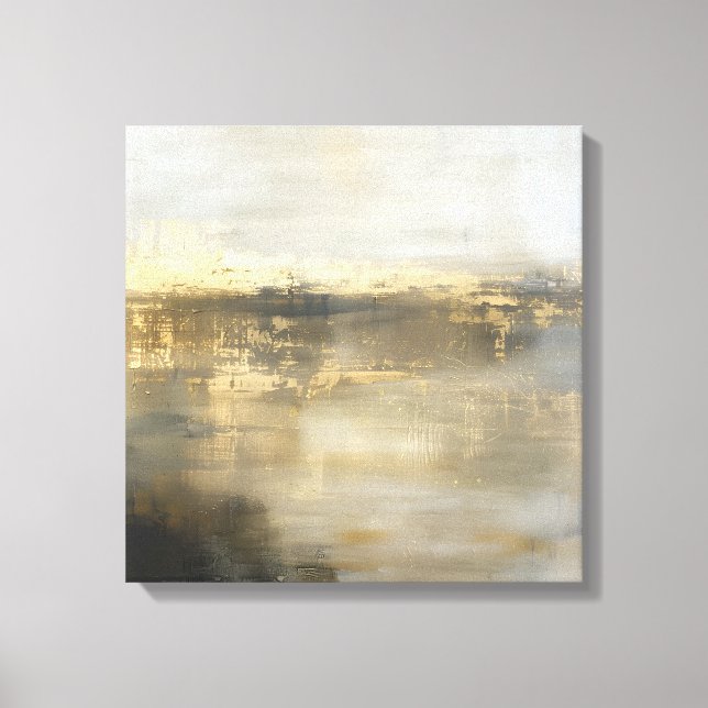 Dark Gray Gold Beige Abstract Painting Canvas Art (Front)