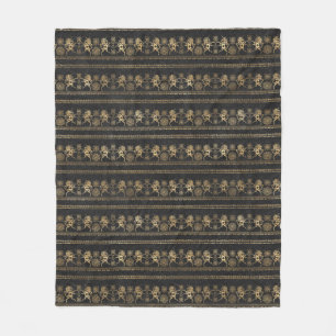 Dark Gray & Gold Bohemian Unicorn Pattern Fleece Blanket
