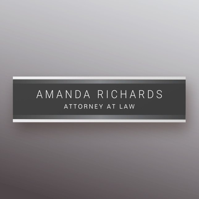 Dark gray gradient borders name and title black door sign (Creator Uploaded)